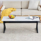 47  Modern Rectangular Coffee Table with Sintered Stone Tabletop and X-shaped Metal Legs