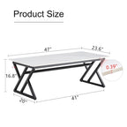 47  Modern Rectangular Coffee Table with Sintered Stone Tabletop and X-shaped Metal Legs