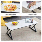 47  Modern Rectangular Coffee Table with Sintered Stone Tabletop and X-shaped Metal Legs