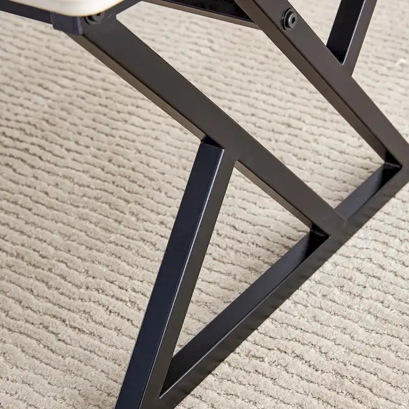 47  Modern Rectangular Coffee Table with Sintered Stone Tabletop and X-shaped Metal Legs