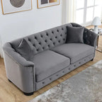 77  Chesterfield Velvet Button-tufted 3-Seater Sofa with Nailhead Decoration