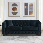 77  Chesterfield Velvet Button-tufted 3-Seater Sofa with Nailhead Decoration