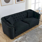 77  Chesterfield Velvet Button-tufted 3-Seater Sofa with Nailhead Decoration