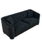 77  Chesterfield Velvet Button-tufted 3-Seater Sofa with Nailhead Decoration