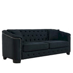 77  Chesterfield Velvet Button-tufted 3-Seater Sofa with Nailhead Decoration