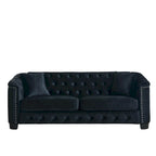 77  Chesterfield Velvet Button-tufted 3-Seater Sofa with Nailhead Decoration