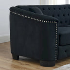 77  Chesterfield Velvet Button-tufted 3-Seater Sofa with Nailhead Decoration