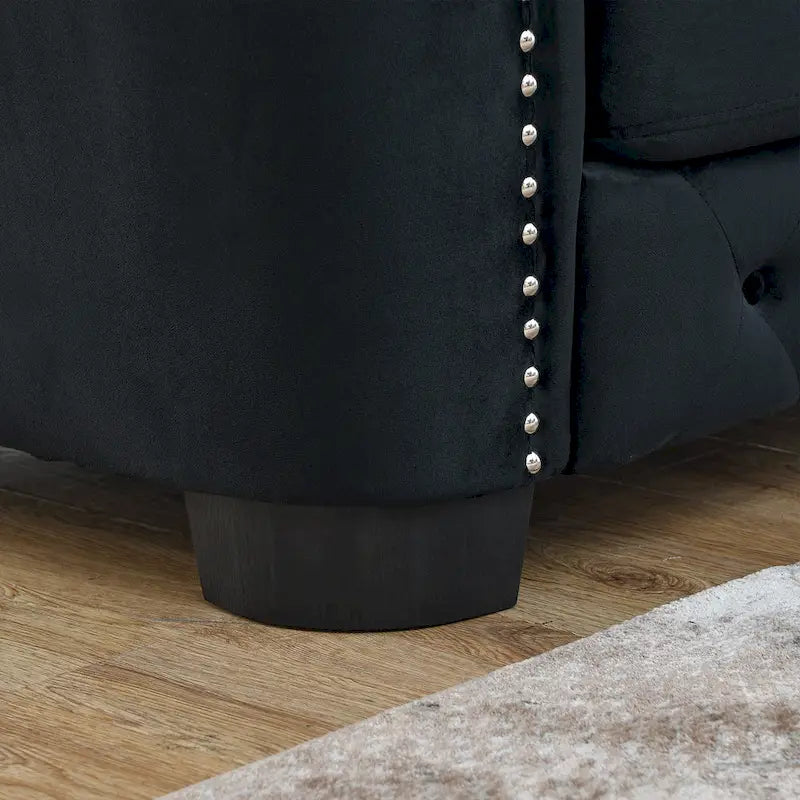 77  Chesterfield Velvet Button-tufted 3-Seater Sofa with Nailhead Decoration