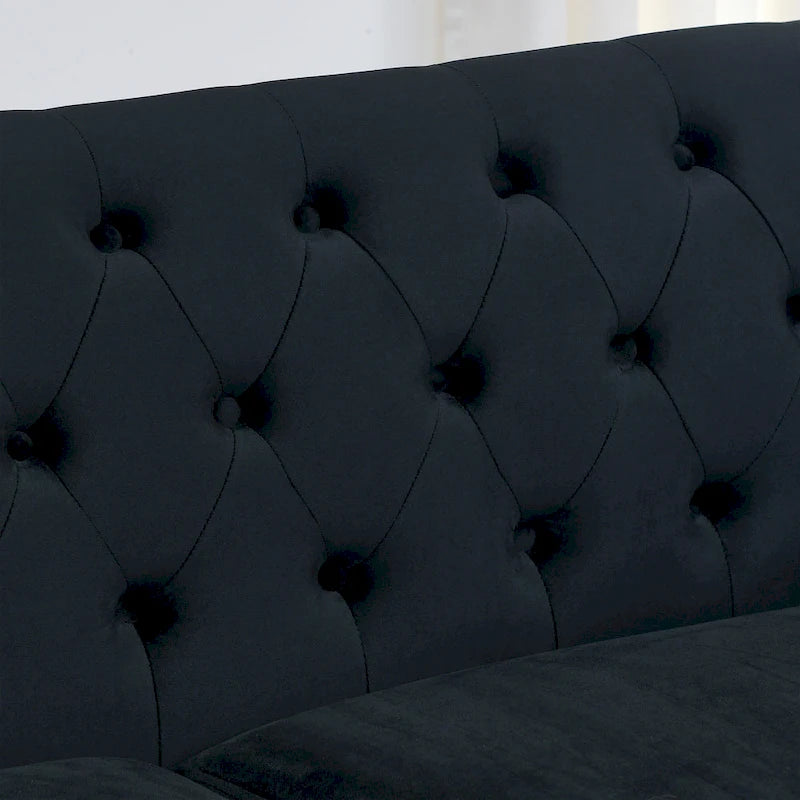 77  Chesterfield Velvet Button-tufted 3-Seater Sofa with Nailhead Decoration