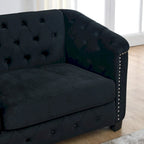 77  Chesterfield Velvet Button-tufted 3-Seater Sofa with Nailhead Decoration