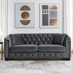 77  Chesterfield Velvet Button-tufted 3-Seater Sofa with Nailhead Decoration