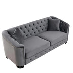 77  Chesterfield Velvet Button-tufted 3-Seater Sofa with Nailhead Decoration