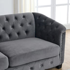 77  Chesterfield Velvet Button-tufted 3-Seater Sofa with Nailhead Decoration
