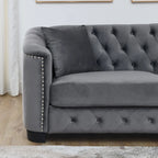 77  Chesterfield Velvet Button-tufted 3-Seater Sofa with Nailhead Decoration