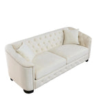 77  Chesterfield Velvet Button-tufted 3-Seater Sofa with Nailhead Decoration