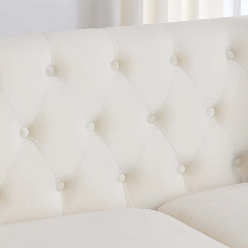77  Chesterfield Velvet Button-tufted 3-Seater Sofa with Nailhead Decoration