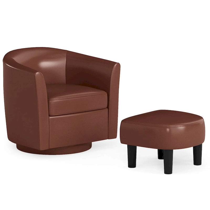 Modern Swivel Accent Chair with Ottoman for Living Room or Bedroom