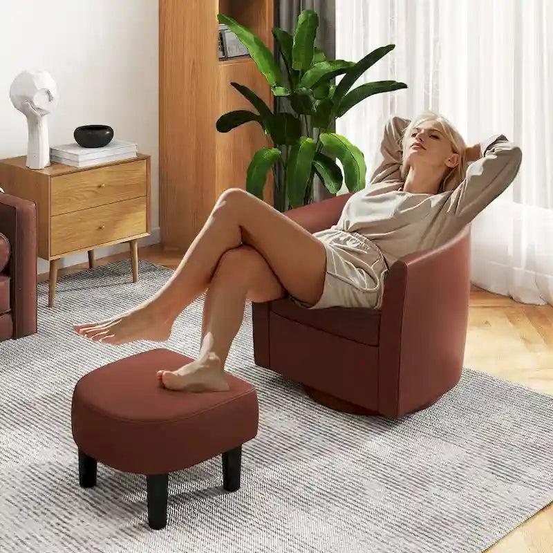 Modern Swivel Accent Chair with Ottoman for Living Room or Bedroom
