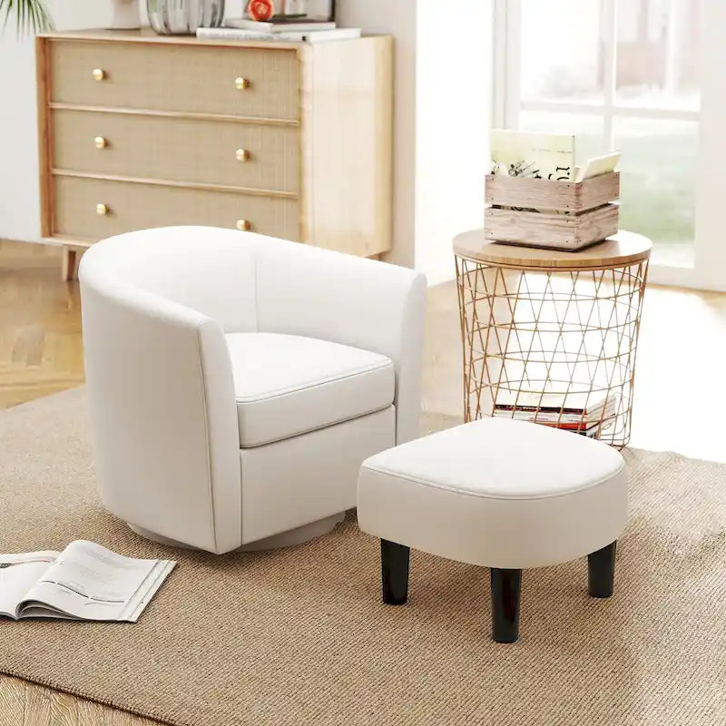 Modern Swivel Accent Chair with Ottoman for Living Room or Bedroom