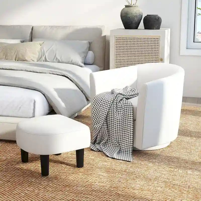 Modern Swivel Accent Chair with Ottoman for Living Room or Bedroom