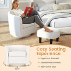 Modern Swivel Accent Chair with Ottoman for Living Room or Bedroom