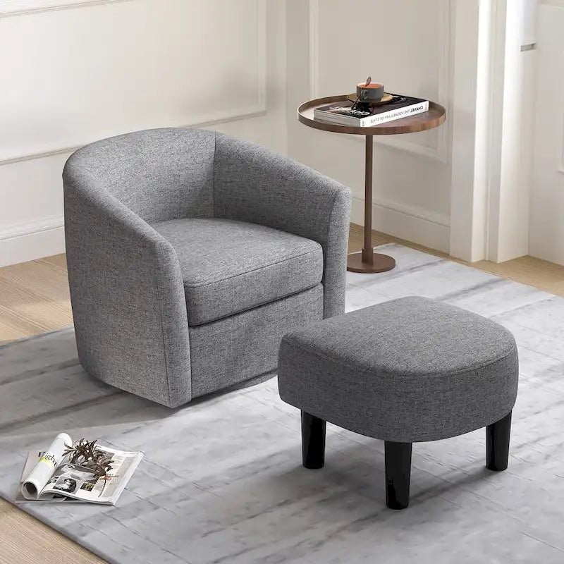 Modern Swivel Accent Chair with Ottoman for Living Room or Bedroom