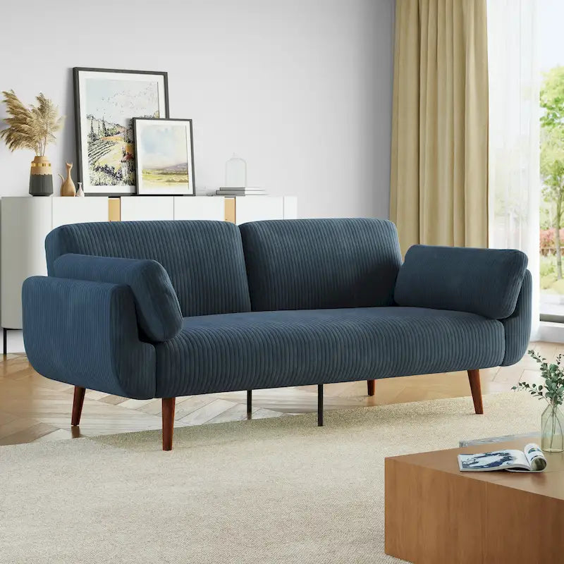 73.3  W Flared Arm Convertible Sleeper Sofa Modern Corduroy Loveseat