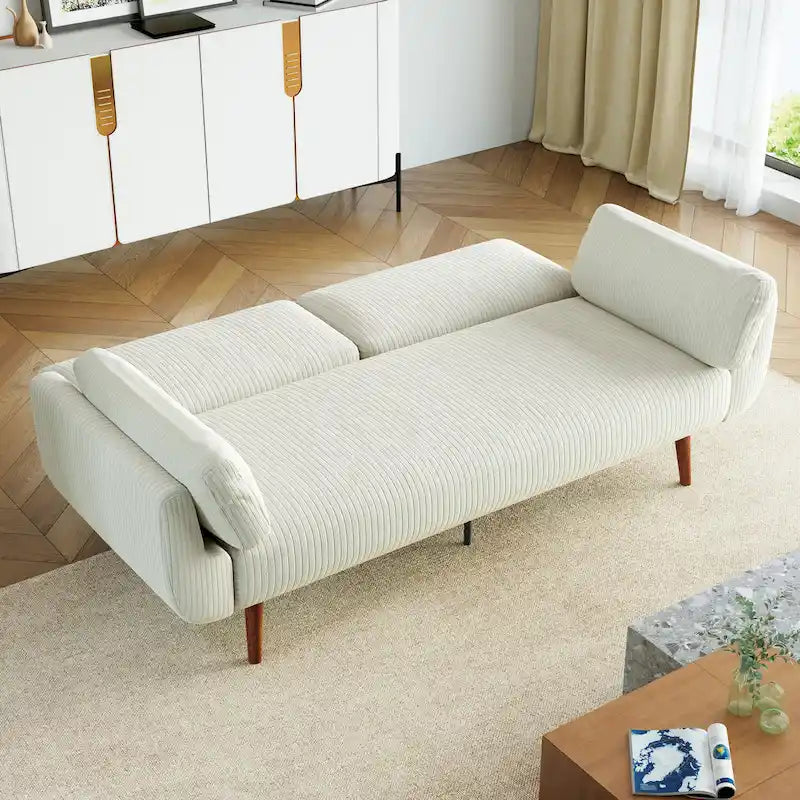 73.3  W Flared Arm Convertible Sleeper Sofa Modern Corduroy Loveseat