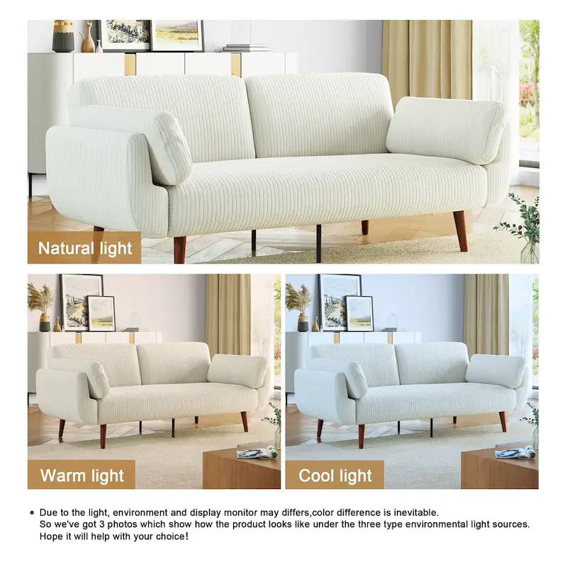 73.3  W Flared Arm Convertible Sleeper Sofa Modern Corduroy Loveseat