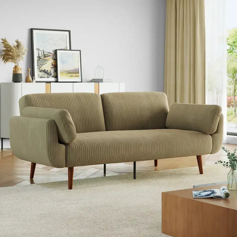 73.3  W Flared Arm Convertible Sleeper Sofa Modern Corduroy Loveseat