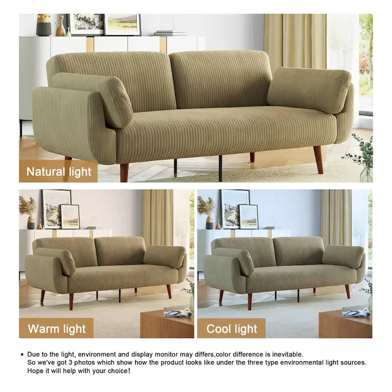 73.3  W Flared Arm Convertible Sleeper Sofa Modern Corduroy Loveseat