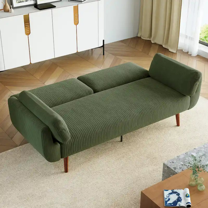 73.3  W Flared Arm Convertible Sleeper Sofa Modern Corduroy Loveseat