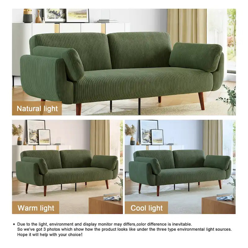 73.3  W Flared Arm Convertible Sleeper Sofa Modern Corduroy Loveseat
