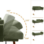 73.3  W Flared Arm Convertible Sleeper Sofa Modern Corduroy Loveseat