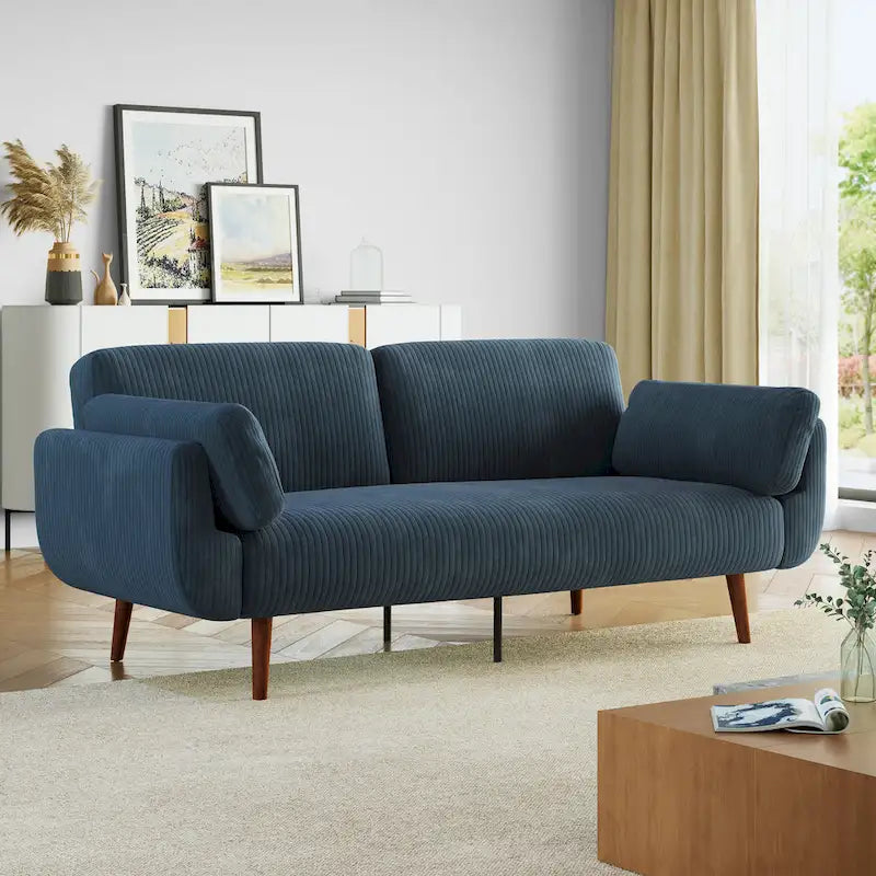 73.3  W Flared Arm Convertible Sleeper Sofa Modern Corduroy Loveseat