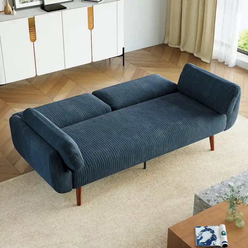 73.3  W Flared Arm Convertible Sleeper Sofa Modern Corduroy Loveseat