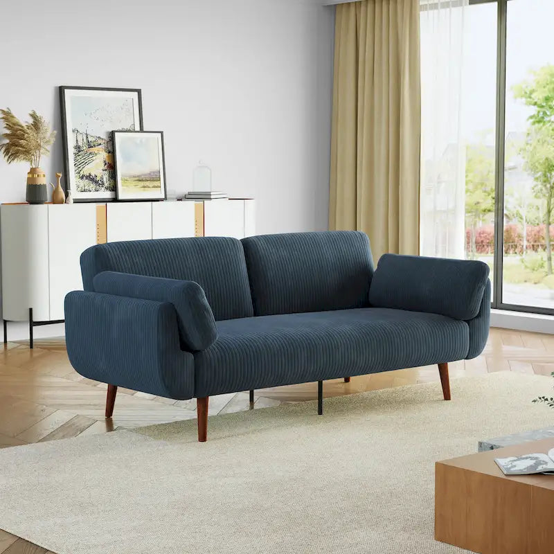 73.3  W Flared Arm Convertible Sleeper Sofa Modern Corduroy Loveseat