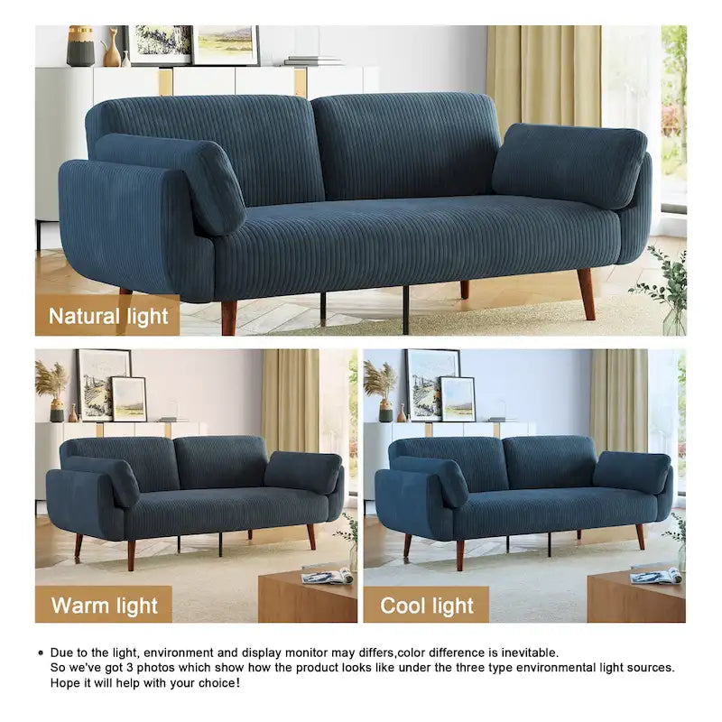 73.3  W Flared Arm Convertible Sleeper Sofa Modern Corduroy Loveseat