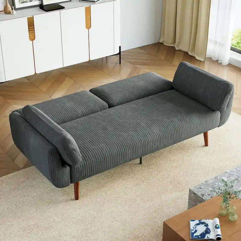 73.3  W Flared Arm Convertible Sleeper Sofa Modern Corduroy Loveseat