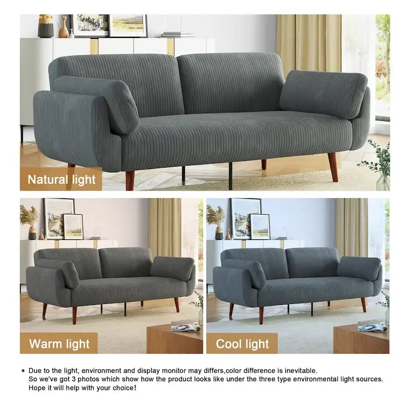 73.3  W Flared Arm Convertible Sleeper Sofa Modern Corduroy Loveseat