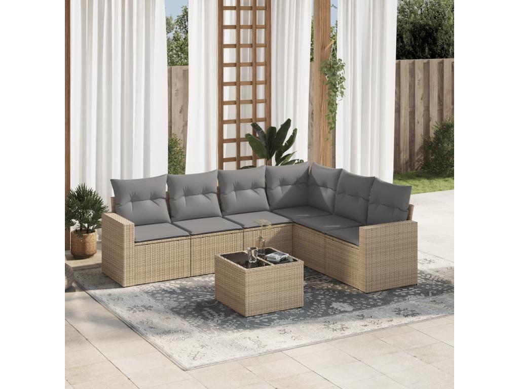 Beige Woven Resin Wicker Outdoor Furniture Set - dlz1766585572765