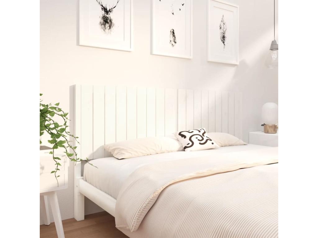 White Solid Wood Bed, 185.5 x 4 x 100 cm