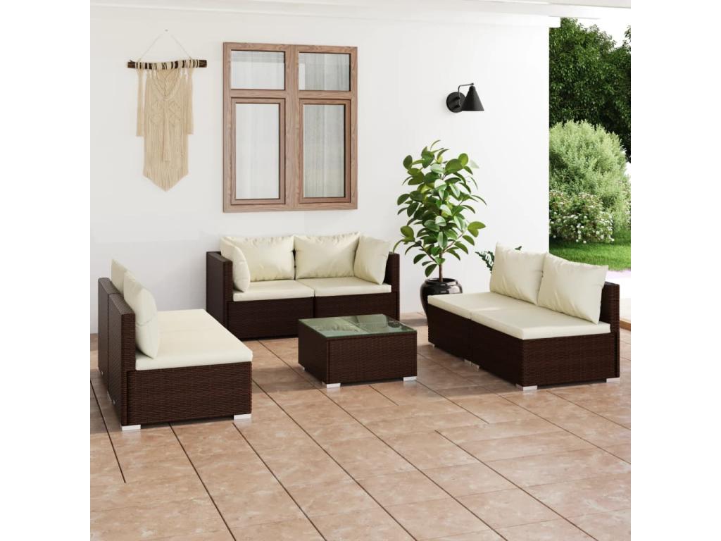 Brown Woven Resin Wicker Outdoor Furniture Set - dlz1766585841624