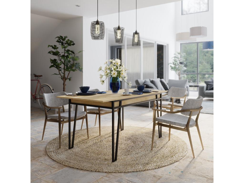 Brown Oak Wood Dining Table