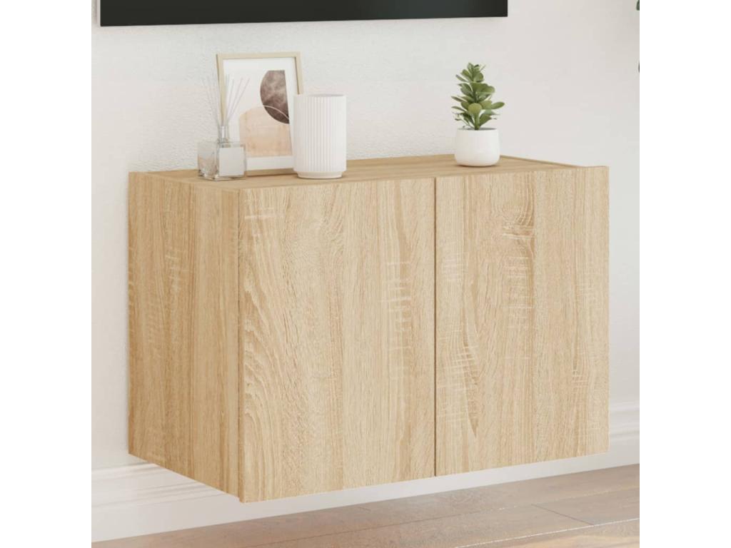 Brown Oak Wood TV Stand, 60 x 35 x 41 cm
