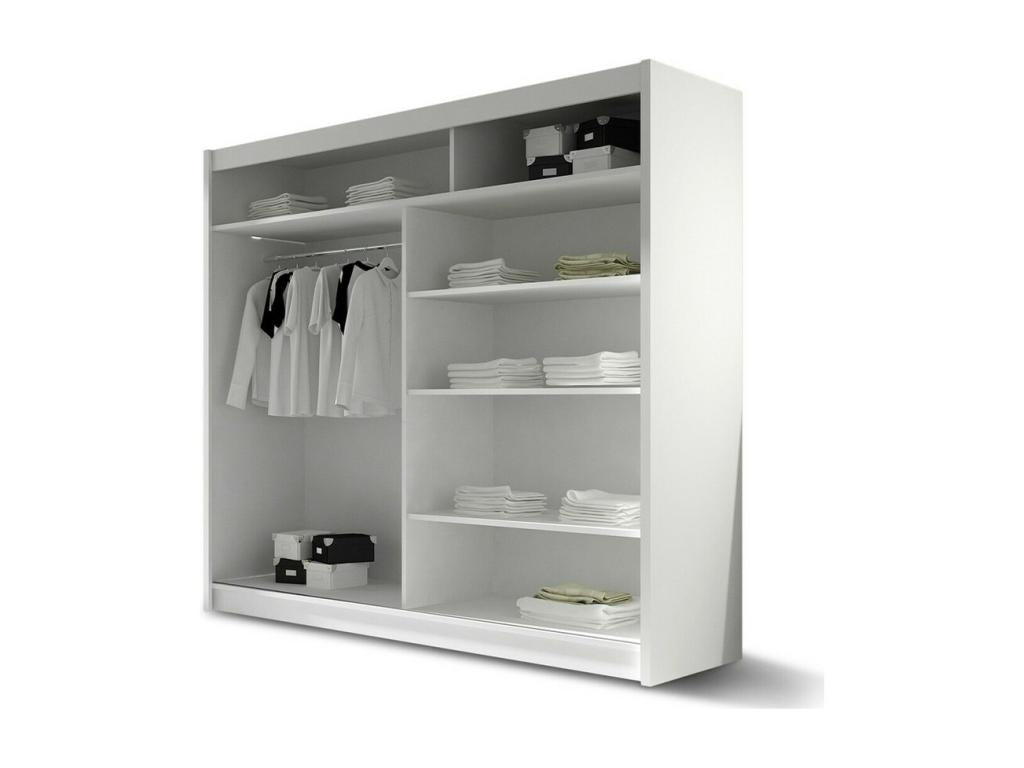 Brown Oak Wood Wardrobe, 215 x 180 x 58 cm