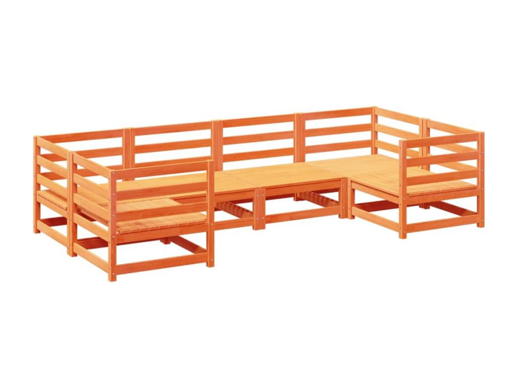 Brown Pine Wood Outdoor Furniture Set - dlz1766585741303