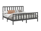 Gray Pine Wood Bed Frame, 200 x 200 cm