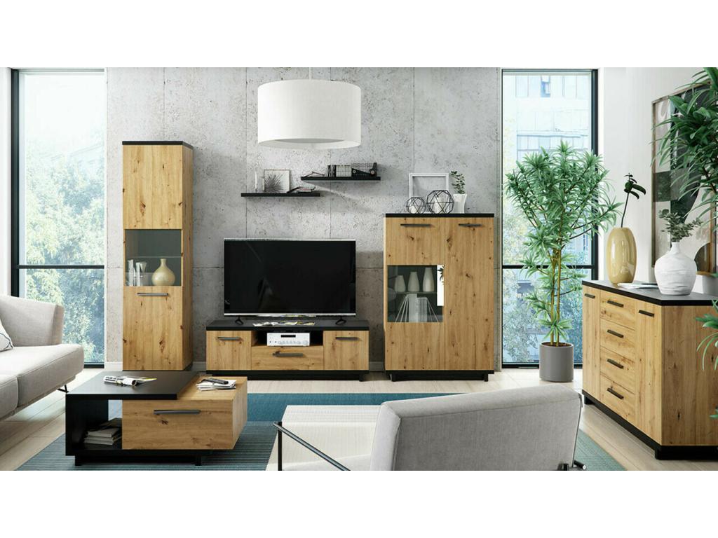 Brown Oak Wood Coffee Table, 40 x 60 x 90 cm