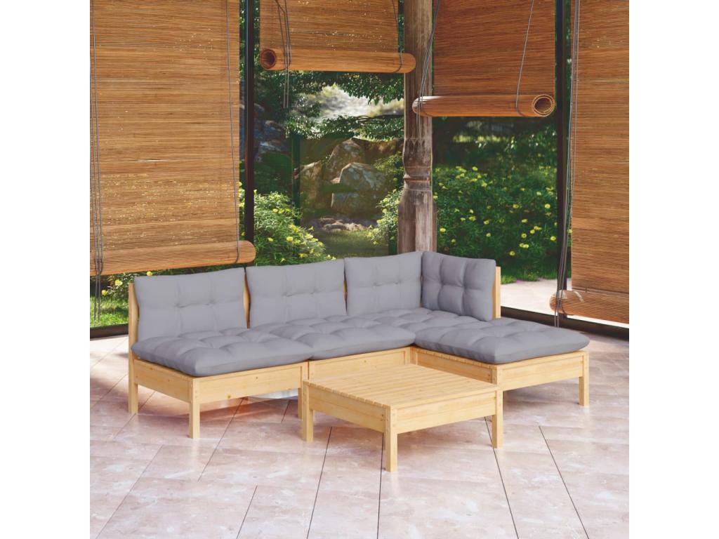 Gray Pine Wood Outdoor Furniture Set - dlz1766586003615